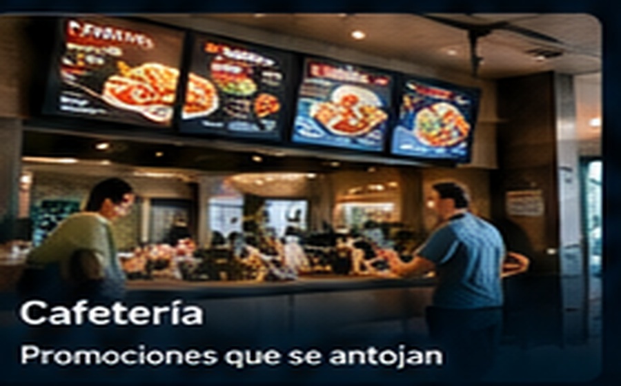 Cafetería con pantallas digitales