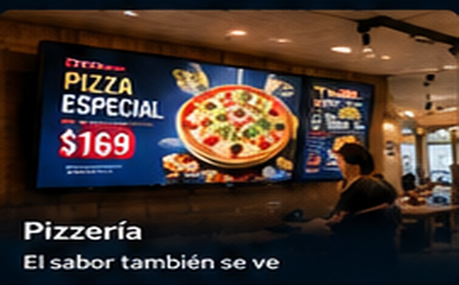 Pizzería con publicidad digital